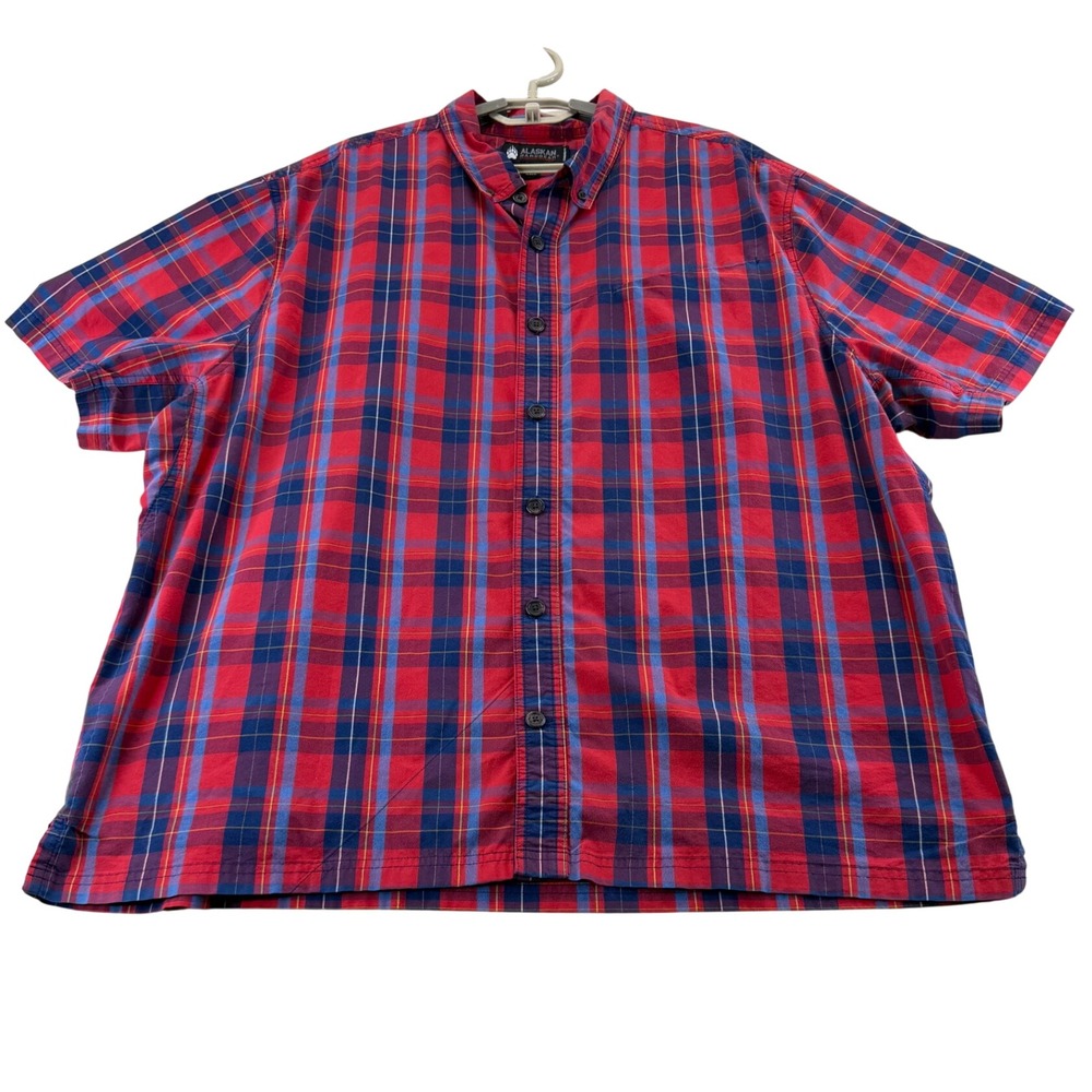 Alaskan Hardgear Shirt Mens 2XL Red Plaid Short Sleeve Button Up Standard Fit